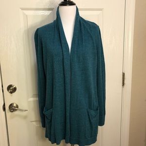 Talbots dark teal wool fly-away sweater, size S